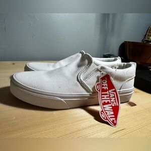 Vans Classic White Canvas Slip-Ons